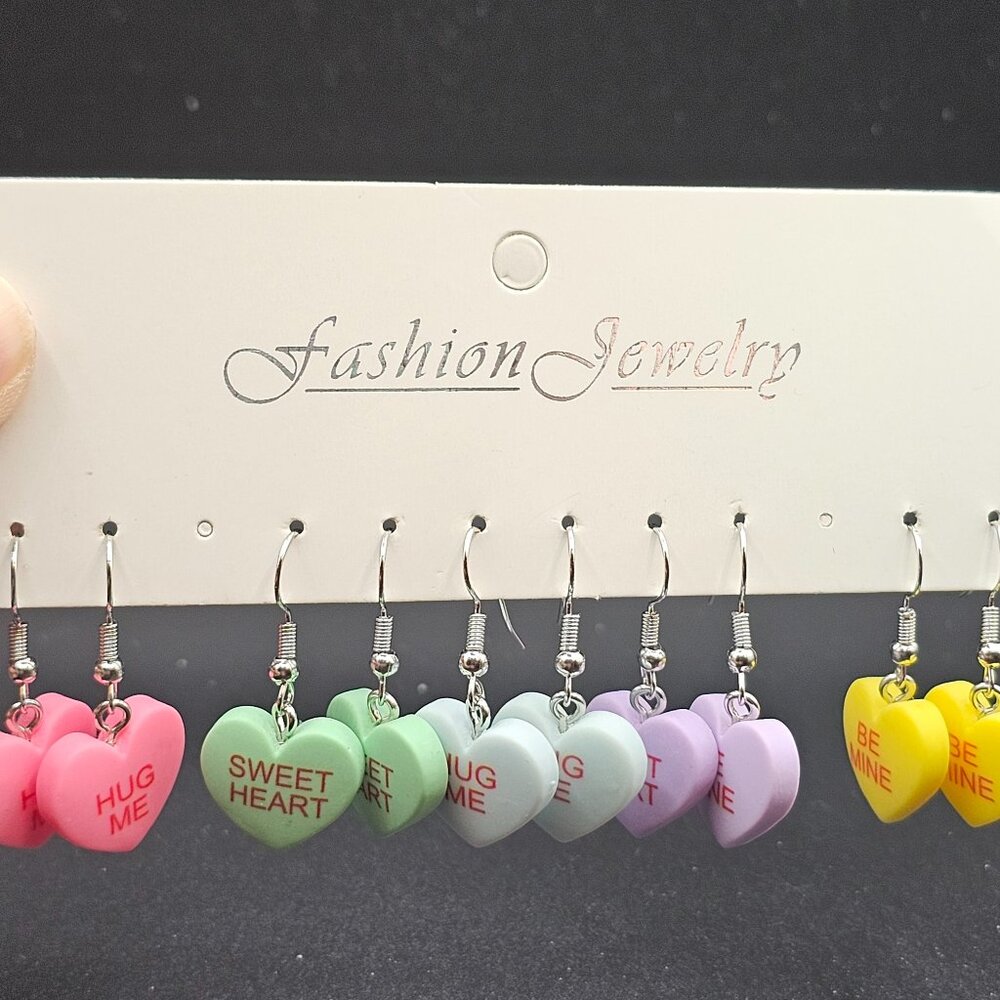 Candy Heart Dangle Earrings – 5-Pair Set (NEW!)